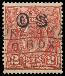 2d Golden Scarlet, optd OS, INVERTED watermark; SG.O125w - &pound;3,000, BW.102(OS)a - $5,000. About ten used examples recorded. 2012 Ceremuga cert.