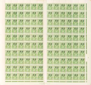 1d Green, optd OS. Complete sheet of 120 with John Ash imprint and minor varieties; BW.82(2 - OS)z. Some selvedge separation and blemishes. &nbsp; &nbsp;&nbsp;