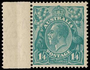 1/4 Intensely Deep Turquoise; BW.131D - $5,000 for hinged. Marginal example, fresh unmounted, possibly unique in this condition. 2012 Ceremuga Certificate.