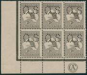 2d Grey (Die 1) CA Monogram corner block of 6 perforated Small OS, MUH. BW:7(2)z - $2500 but not priced perf.OS and MUH.