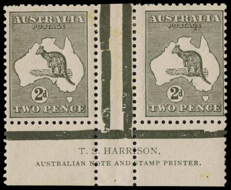 2d Grey (Die 2A) Harrison two-line Imprint pair, Mint; with a couple of nibbed perforations and a natural paper inclusion. BW:8ze - $1850.