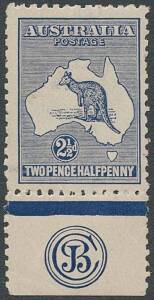 2½d Indigo, JBC Monogram single from Plate 2, MVLH. BW:11(2)zc - $1250.