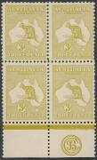 3d Yellow-Olive (Plate 2) JBC Monogram block of 4 MUH/MLH. BW:13(2)zc - $1250 for a single.