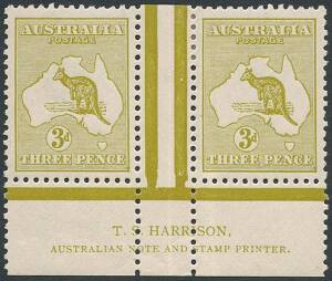 3d Olive (Plate 2) Harrison two-line Imprint pair, MUH/M. BW:13(2)ze - $1750.