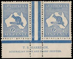 6d Dull Dark Blue (Die 2), Harrison two-line Imprint pair from Plate 2; very well centred and fine Mint. BW:19(2)zh - $10,000. An extremely rare imprint in any format.