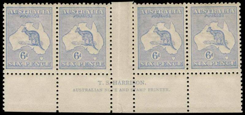 6d Pale Ultramarine (Die2B) Harrison two-line Imprint strip of 4 from the upper plate, superb MUH.BW:20(3)za - $5,000 (for a hinged Mint pair). Extremely scarce.