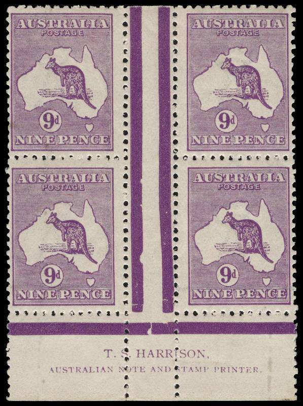 9d Violet (Die 2B), Harrison two-line Imprint block of 4 from the lower plate, fresh MUH/MLH; small mark in lower margin at right. BW:27(4)zb - $1750.