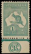 1/- Deep Blue-Green (Die 2), JBC Monogram single from Plate 1, fine and fresh MLH. BW:32(1)zc - $3250.