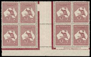 2/- Maroon: a study of the imprint blocks on annotated exhibit pages. Comprising 4 Ash Imprints of the original Die and 3 Authority Imprints of the redrawn Die. (72 stamps). BW: $1760+.