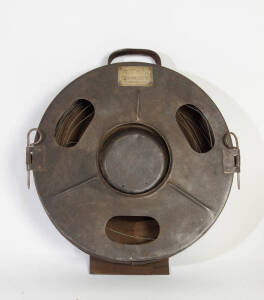 &nbsp;Python pressed metal circular wire container, patent no. 18888, 45cm high