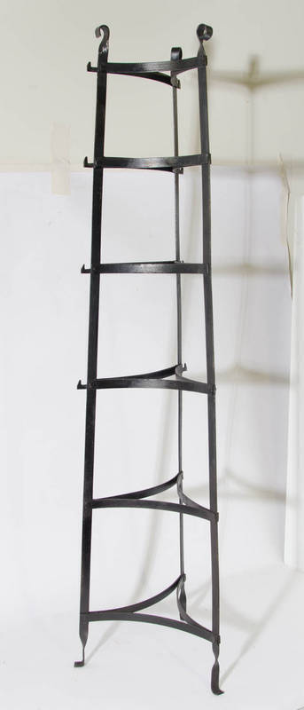  Wrought iron six tier pot stand, 131cm high