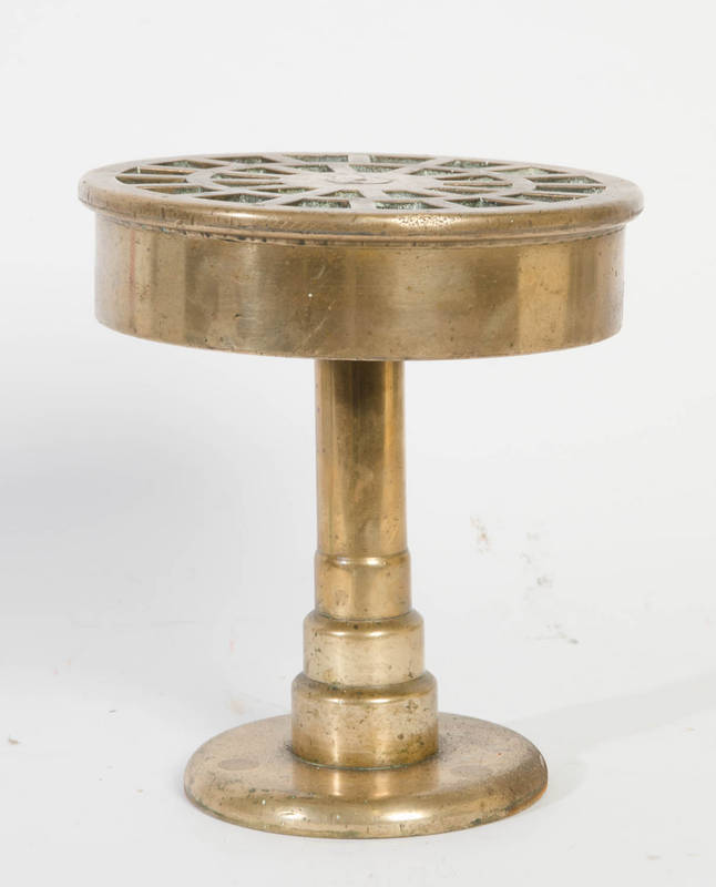 Brass trench art pot stand, height 23cm, diameter 20 cm.