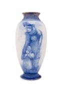 Pinder & Bourne Co "Blue Ladies" patterned mantle vase. 19th century. Height 28cm. 