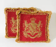 Flemish style red and gold wall hanging. Six matching cushions and bed throw. (8 items)&nbsp; - 2