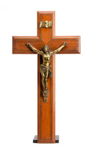 Crucifix; walnut and gilt metal most likely Dutch, late 19th century. 50cm.