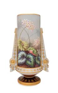  German porcelain hand painted mantle vase by Carl Tielsch & Co. Circa 1870's. 