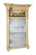 An unusual painted, gilded & ceramic plaque inset wall mirror, English c1830. 96cm high, 62cm wide&nbsp;