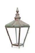 Scottish 19th Century street lamp, copper and brass. Height 82cm 