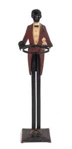 SMOKERS STAND: Painted cast iron in the form of a negro butler, c1930s. 85cm 