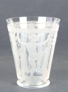 A very fine cut and etched glass beaker by Orrefors, Swedish ci1950. 8cm high. Etched mark to base of.h156.31.f.