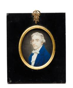 Georgian miniature, finely hand painted on ivory signed Wienold, bearing a resemblance to a young Lord Nelson. 8 x 6cm