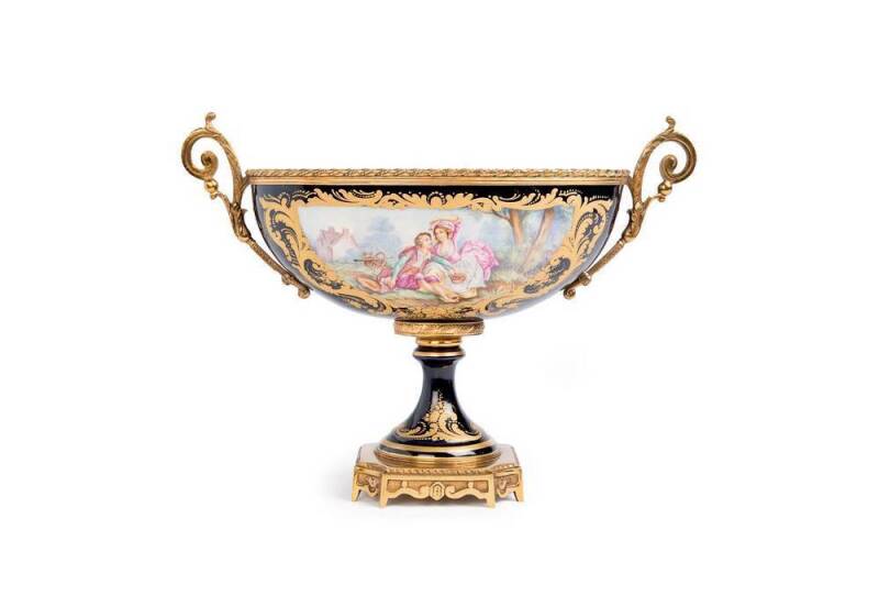 Sevres French porcelain comport with ormolu mounts, 19th century. Height 27cm, width 36.5cm, depth 17cm