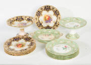 Royal Worcester sweet service (part set) comport & 6 plates; English porcelain sweet service (2 comports & 5 plates). (14 items).