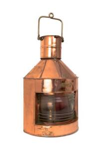 SHIPS LANTERN: Brass & copper port side lantern made by Griffiths & Sons, Birmingham. 59cm