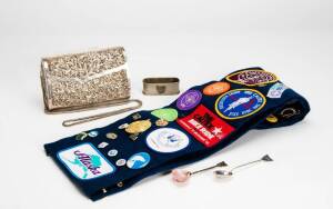 VARIOUS: Matchbox label collection c1920s; early 20th century photographs of Melbourne city street scenes (5); filigree purse, napkin ring, Tasmanian silver spoons by W.Golding (2); Boy Scouts patches & badges on lapel. (50+ items).