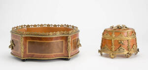 French timber casket & planter tub, both with gilt metal mounts, 19th & 20th century. (2 items)