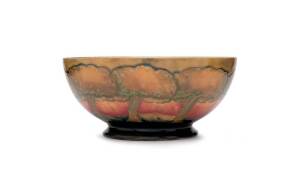 MOORCROFT Eventide fruit bowl. Height 9.5cm, diameter 20.5cm.
