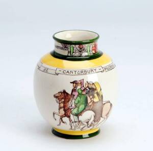 Royal Doulton "Canterbury Pilgrims" patterned vase. 10cm