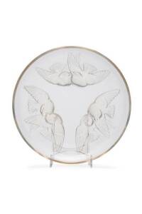 LALIQUE: Swallow patterned bowl signed "R.LALIQUE". &nbsp;Diameter 22cm