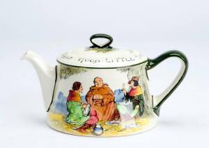 Royal Doulton porcelain teapot "Under The Greenwood Tree. Robin Hood, Little John & Jovial Friar Tuck". 13cm