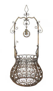 WELL HEAD: Ornate wrought iron, 20th century. Height 210cm, diameter 90cm