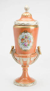 DRESDEN German floral porcelain lidded urn, c1950s. 40cm&nbsp;