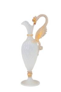 Murano vasoline glass dragon ewer, c1950s. Height 28cm