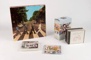 THE BEATLES, collection with photograph signed by first drummer Pete Best; books; magazines (5); LP records (3); LP box set with original poster insert; Abbey Road cover only; 45rpm singles (4); CDs (7); DVD set; original 1960s gum cards (11); 1960s Happy