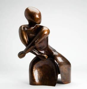 SCULPTURE: Hand beaten copper, mid to late 20th century. 48cm