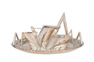 CHRISTOFLE "Perspective" silver plated tea service by Bernard York, limited edition 17 of 75. (4 pieces)
