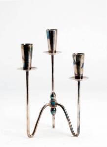 Danish silver plated 3 branch candelabra, mid 20th century. 20cm