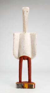 Tiwi bird carved wooden totem with dot painted finish, 20th century. Height 61cm.