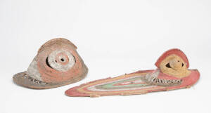 Two Woven Masks,&nbsp;Abelam, Papua New Guinea (mid 20th century), woven cane and natural pigments, 22.7cm; 42cm high (2)