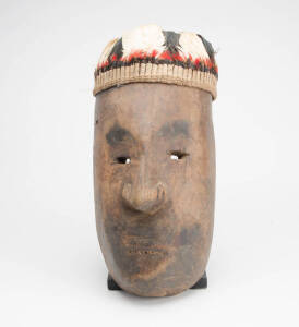 A Wooden Mask,&nbsp;Highland Region, Papua New Guinea (early-mid 20th century), carved wood, cane and feathers, 40cm high