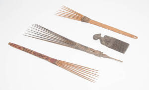 A Collection of Oceanic Combs, Melanesia (mid 20th century), cane, natural earth pigments and binding, 13.7 &ndash; 39cm long. (4 items)