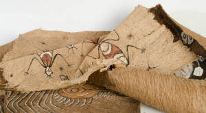 Three Tapa Cloths,&nbsp;Humbolt Bay; Lake Sentani, Papua New Guinea (mid 20th century), bark cloth and natural pigments, 77cm; 80cm and 71cm long (3)