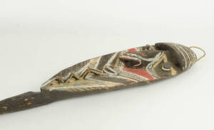 Papua New Guinea carved face mask totem with painted design, mid 20th century. 90cm