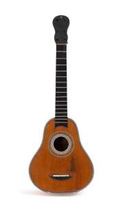 CITTERN GUITAR: Unusual antique instrument with inlaid pear shaped body bearing label "Gerard Deleplanque, Luthier, rue de la Grande, Chauffee, coin de celle des Dominicain, Lille. 1776".