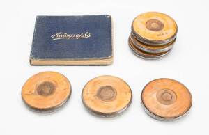 WW1 nurses autograph book and group of six WW1 period coasters.