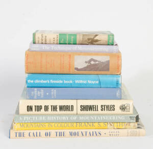 MOUNTAINEERING LIBRARY: "Mountaineering" by Spencer & others [1934] with d/j; "Mountaineering" by Peacocke [2nd ed., 1943] with d/j; "Mountains in Colour" by Smythe [1st ed., 1949] with d/j; "The Call of the Mountains" by Wyatt [1st ed., 1952] with d/j; "